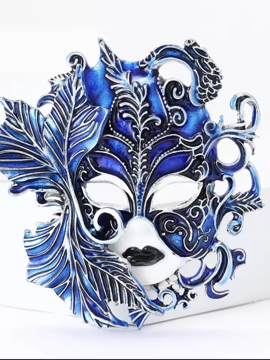Anthropologie Jewelry - Brooch Metallic Blue Filigree Venetian Masquerade Mask